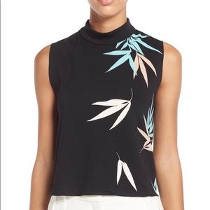Vince Camino Floating Leaves Mock Neck Top